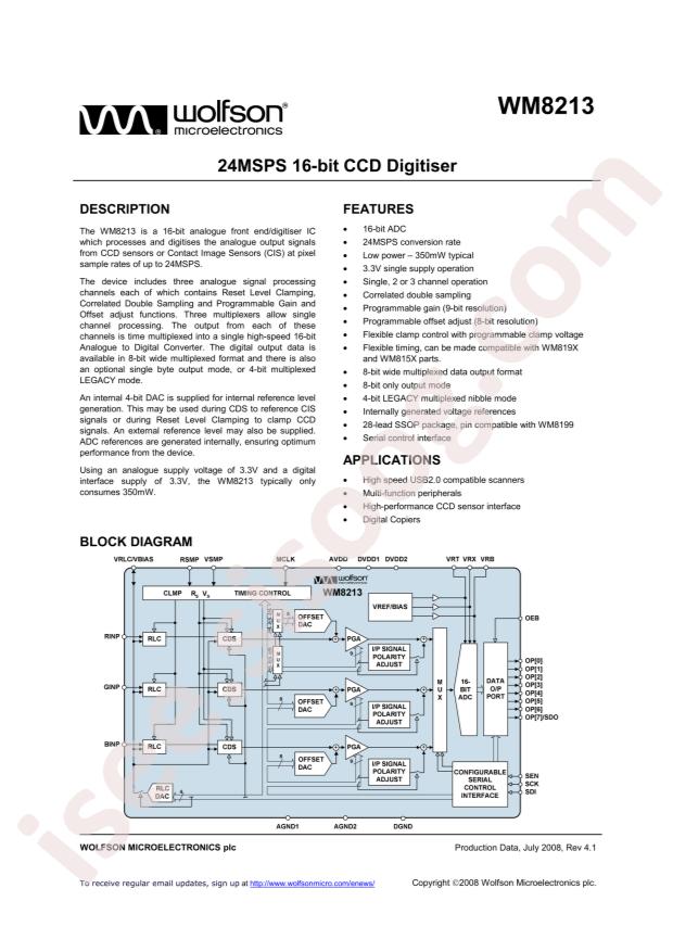 WM8213SCDS/V