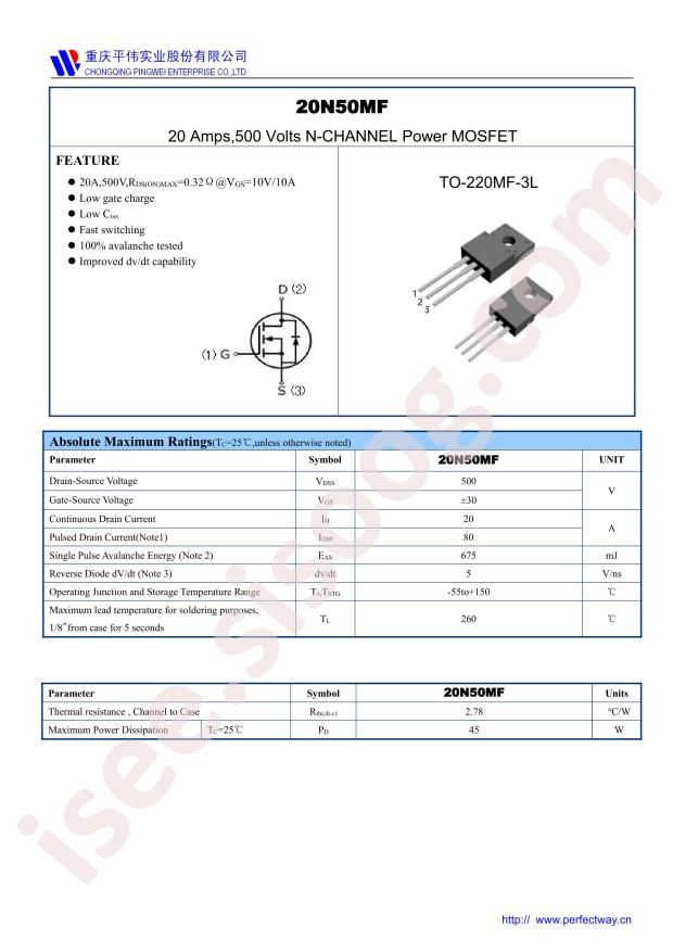 20N50MF TO-220MF