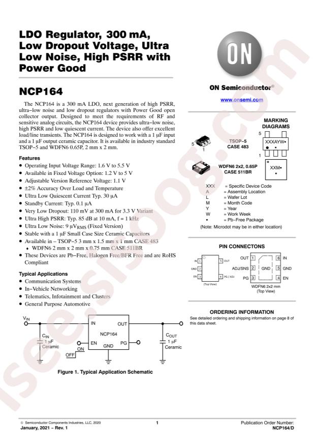 NCP164AMTADJTAG