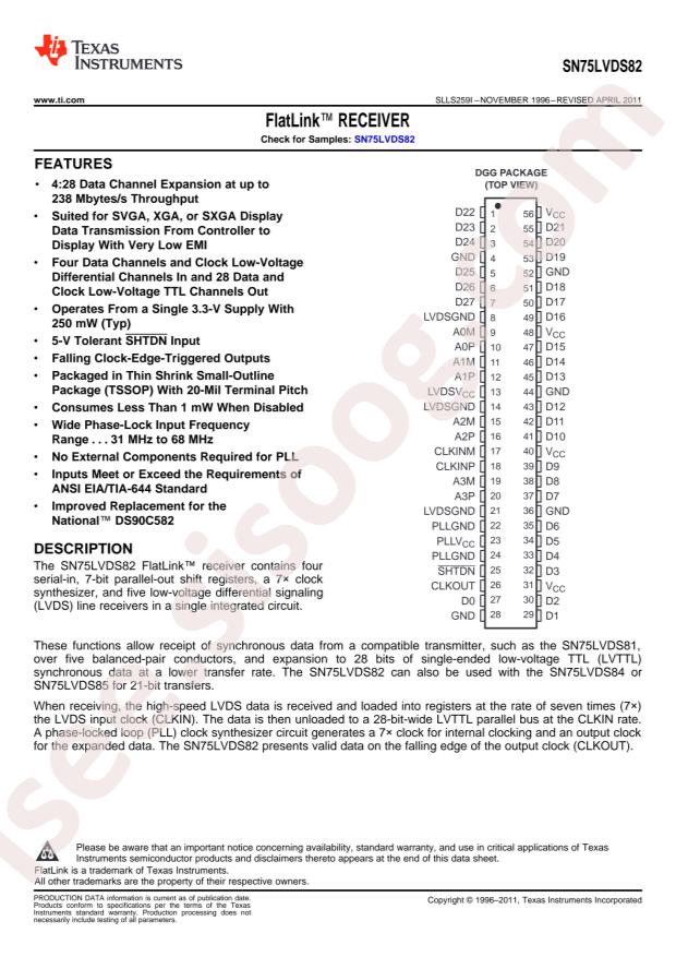 SN75LVDS82DGGR