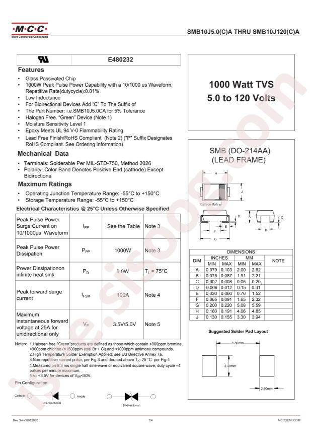 SMB10J100CA-TP