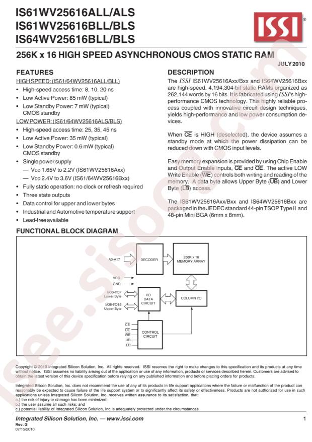 IS64WV25616BLL-10CTLA3-TR
