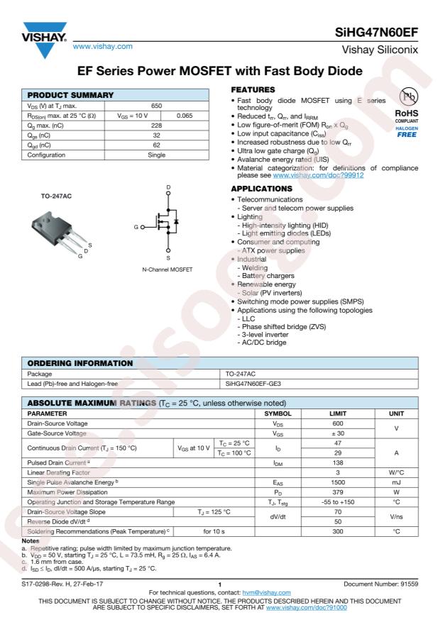 SIHG47N60EF-GE3