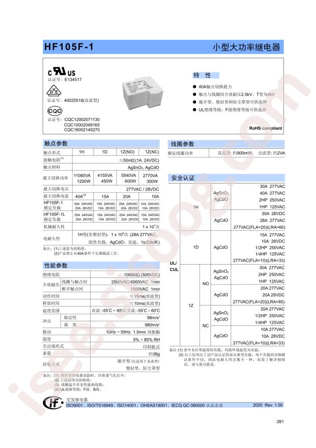 HF105F-1/015DT-1ZSTF