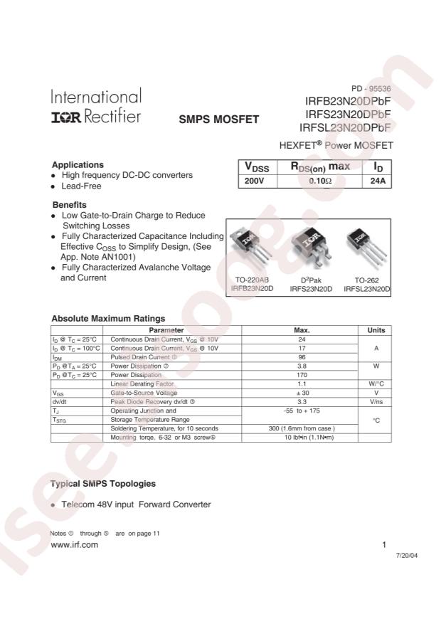 IRFS23N20DTRLP