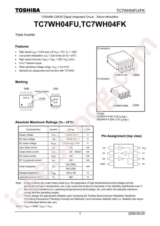 TC7WH04FK,LJ(CT