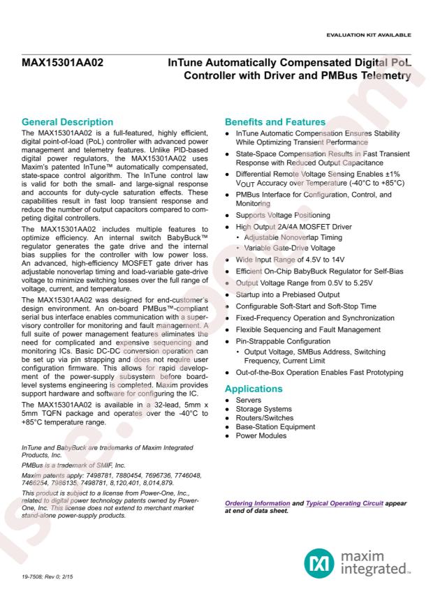 MAX15301AA02+TCJK