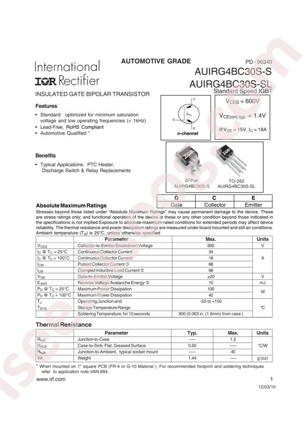 AUIRG4BC30SSTRL