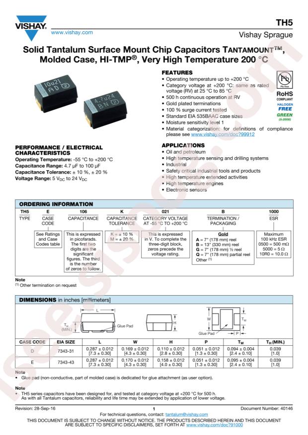 VISHAY TH5E106K021A1000