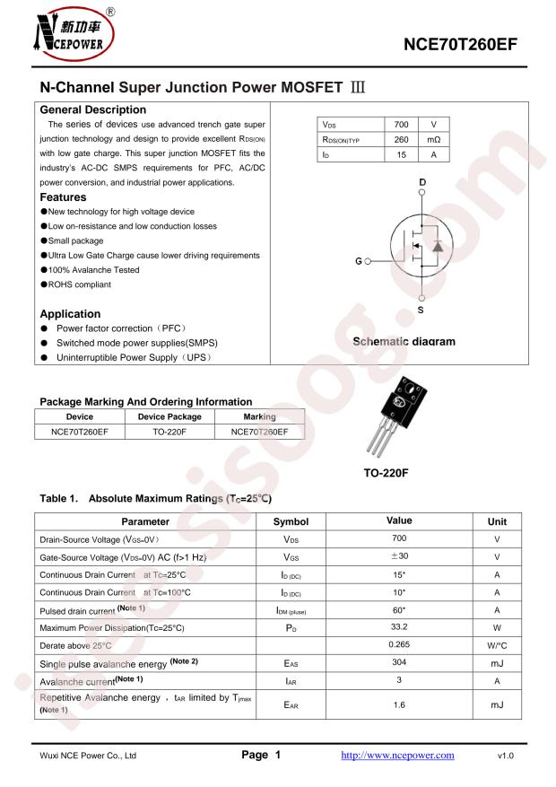 NCE70T260EF