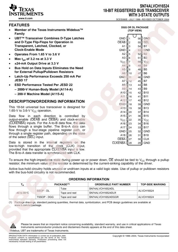 SN74ALVCH16524DL