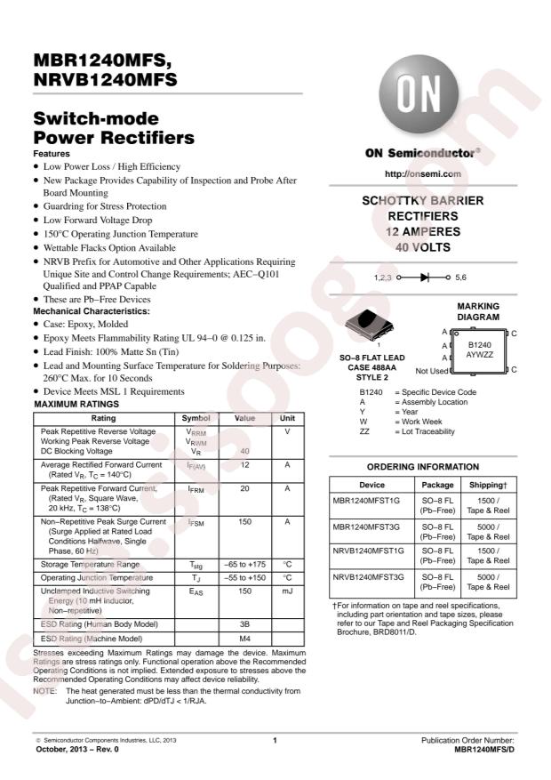 MBR1240MFST1G
