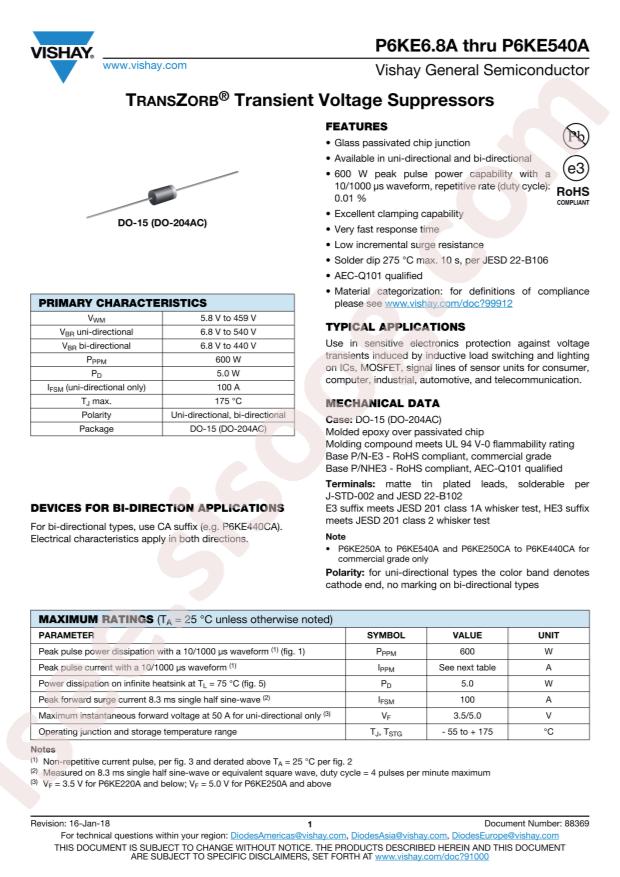 P6KE300A-E3/54