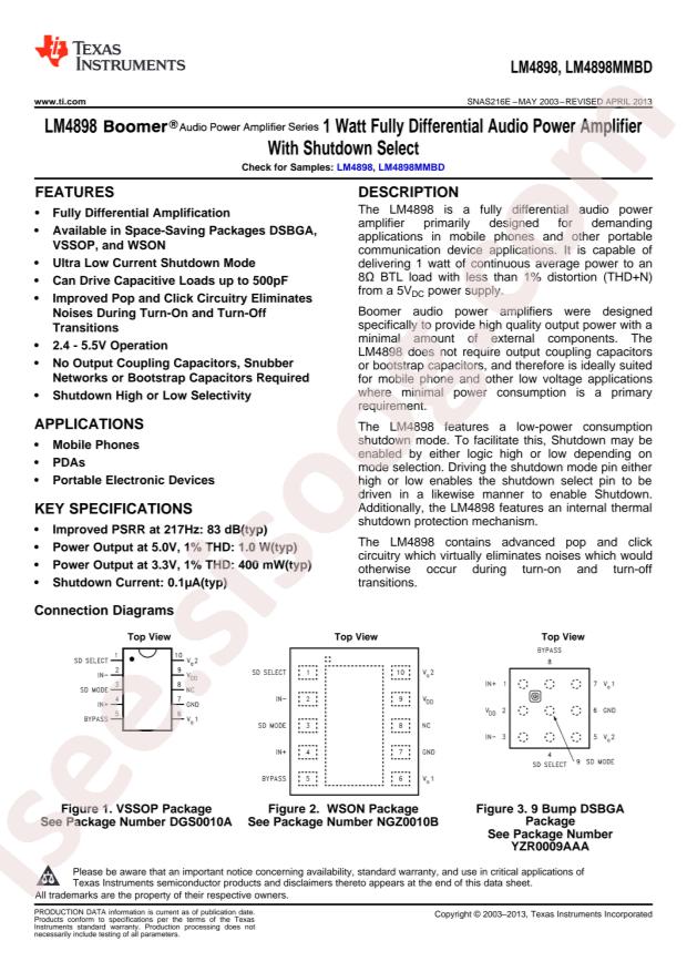 LM4898MM/NOPB