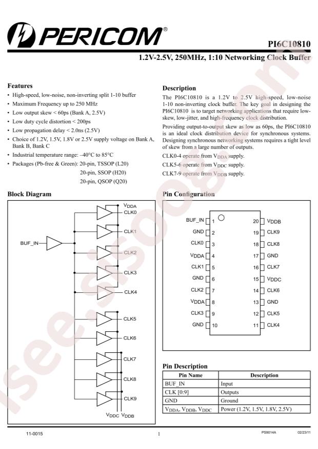 Diodes Incorporated PI6C10810LEX