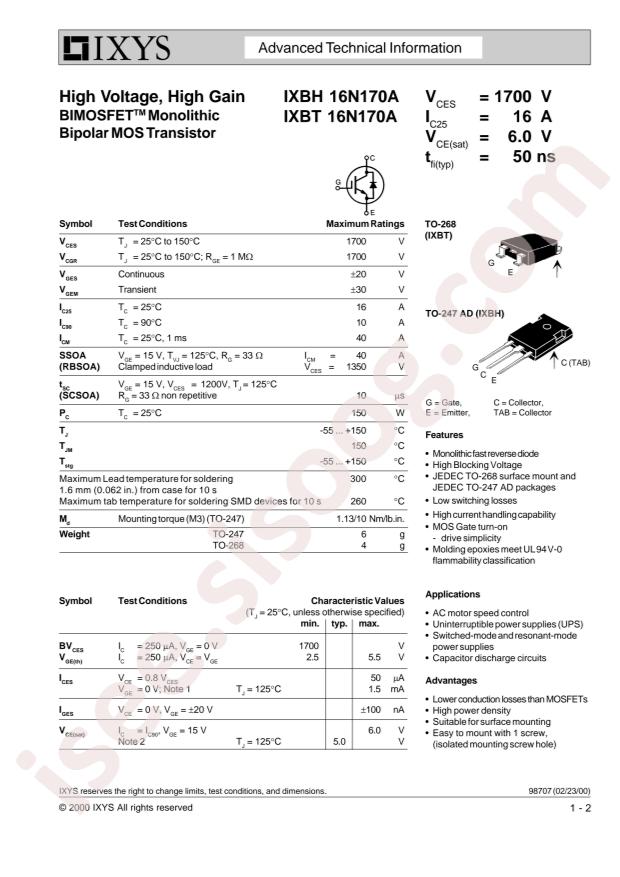 IXBH16N170A