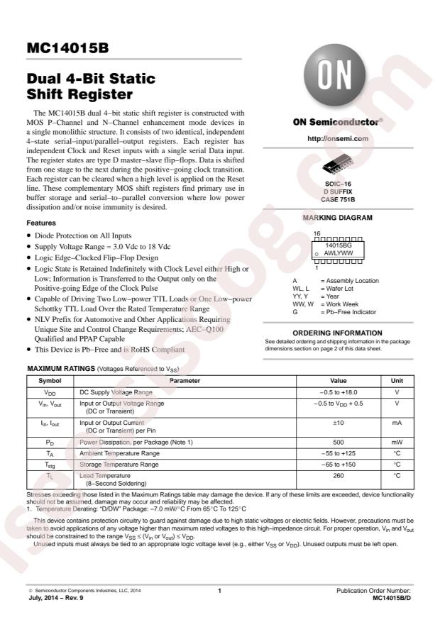 MC14015BDR2G