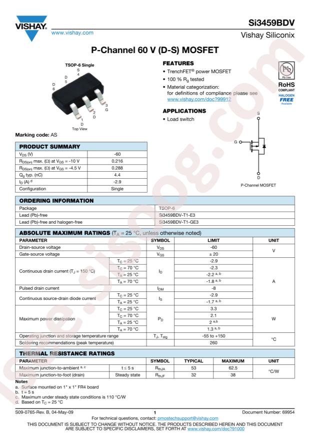 SI3459BDV-T1-E3