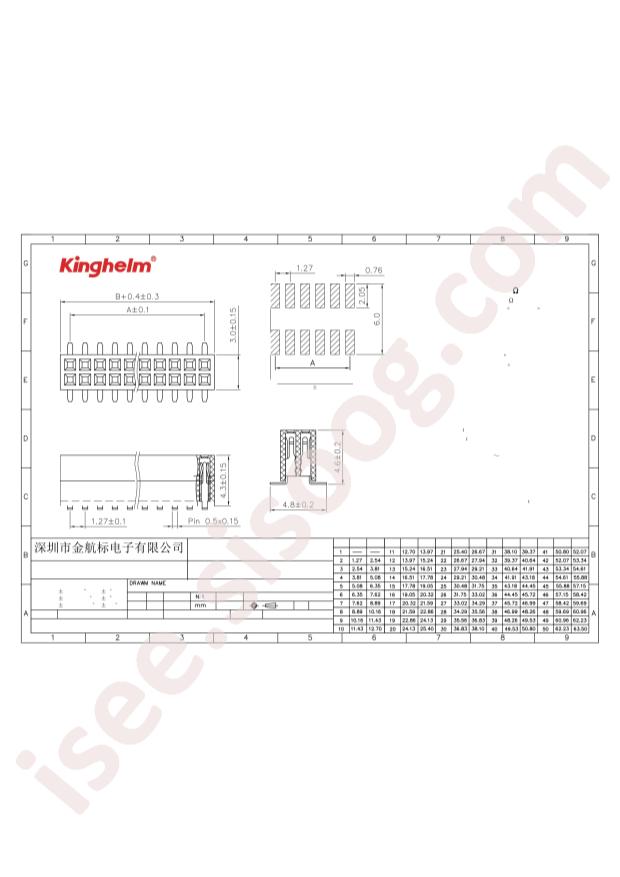 KH-1.27FH-2X10P-H4.3-SMT