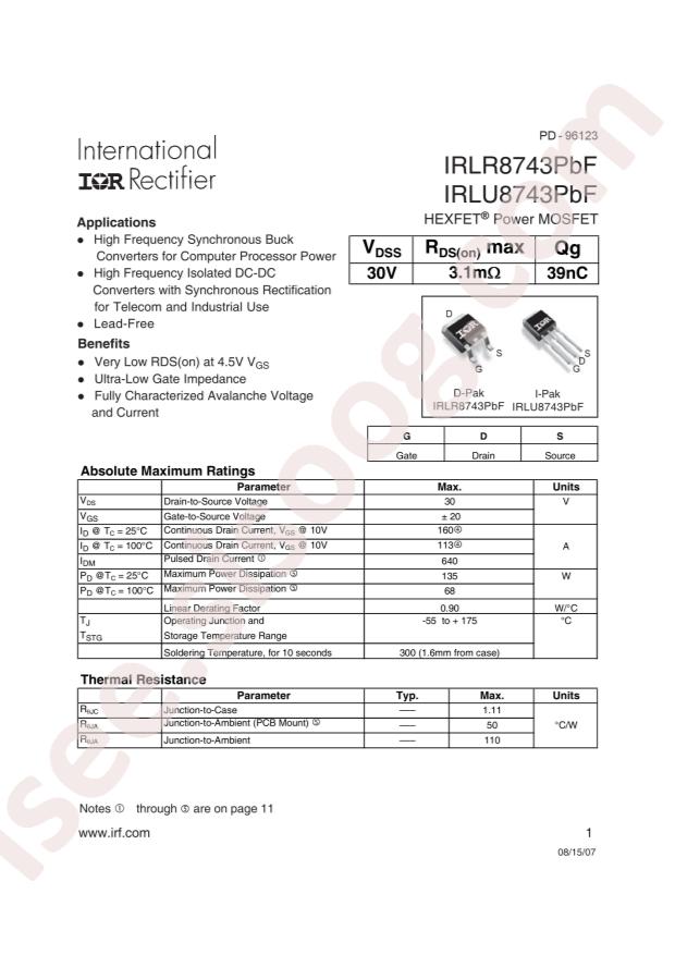 IRLR8743TRLPBF