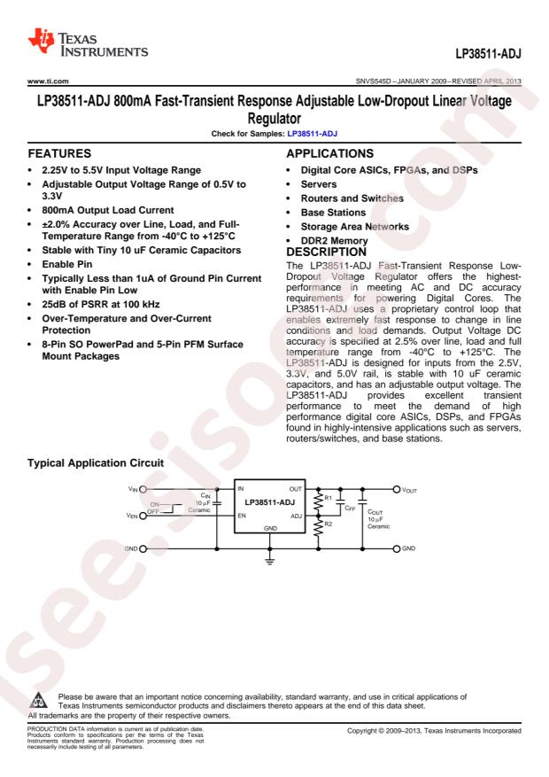 LP38511MR-ADJ/NOPB