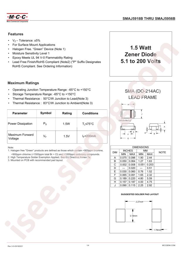 MCC SMAJ5932B-TP