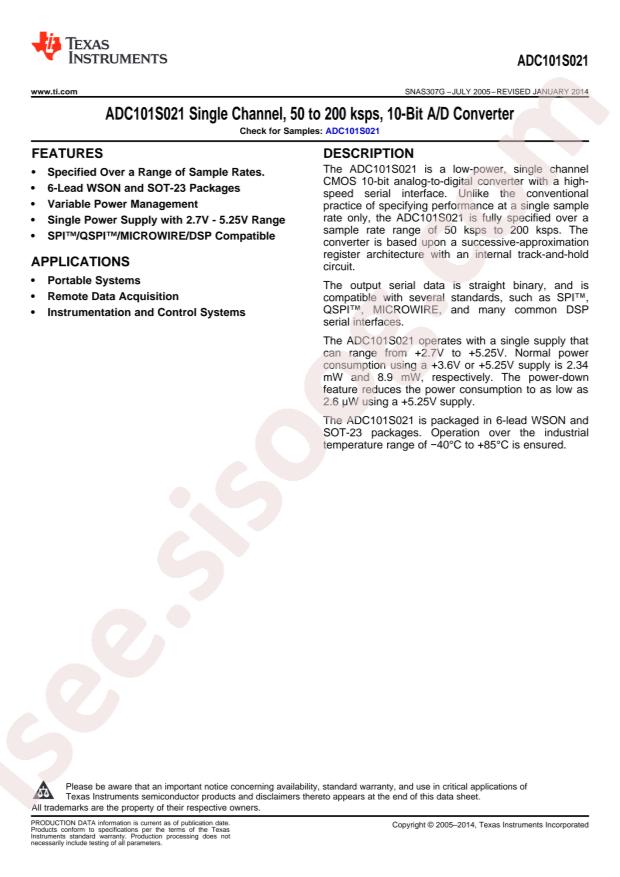 ADC101S021CIMF/NOPB
