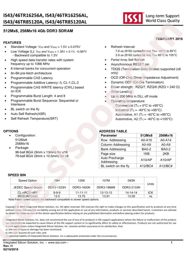 IS43TR16256AL-125KBLI