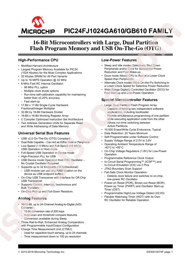 PIC24FJ1024GA610-I/PT