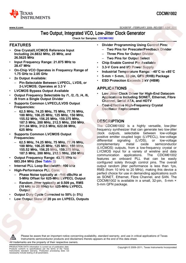 CDCM61002RHBR