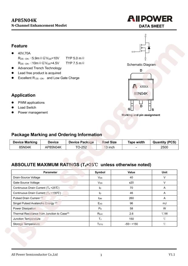 ALLPOWER AP85N04K