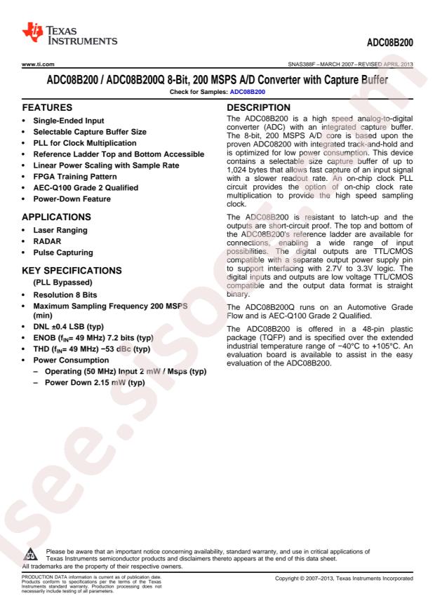 ADC08B200QCIVS/NOPB