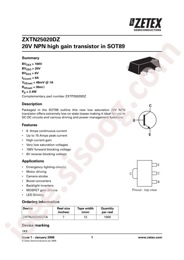 ZXTN25020DZTA