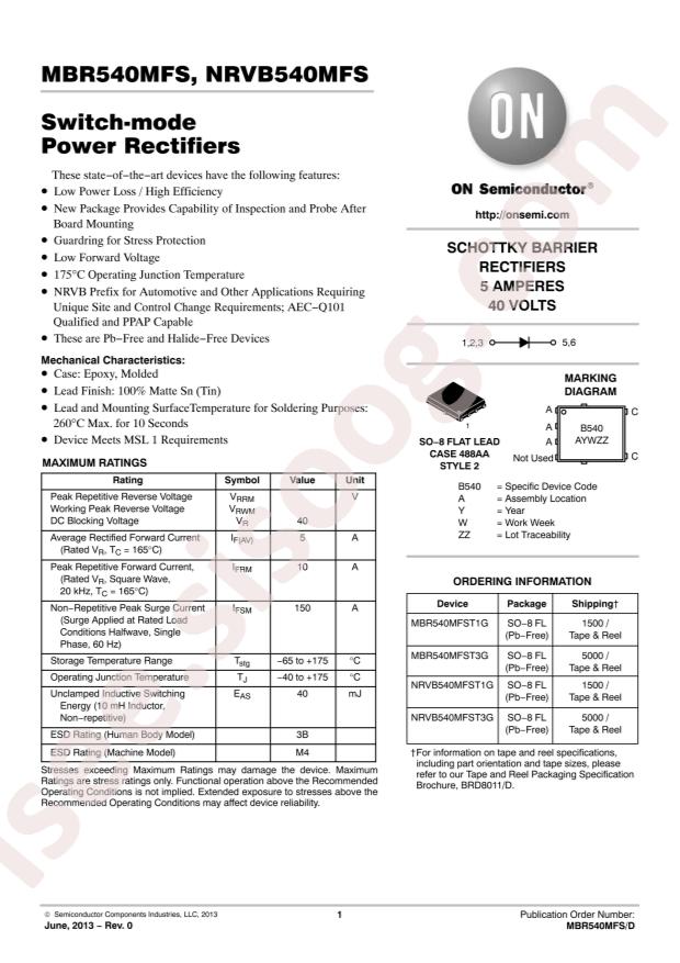 MBR540MFST3G