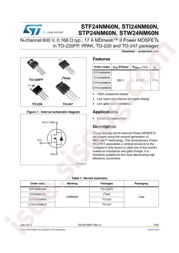 STW24NM60N