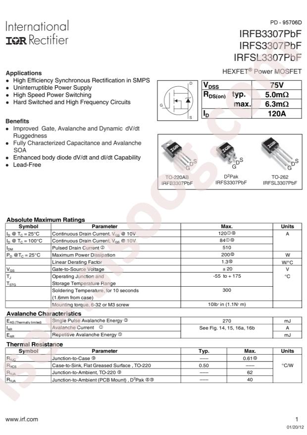 IRFS3307TRLPBF