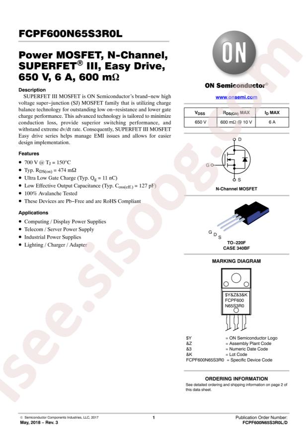 FCPF600N65S3R0