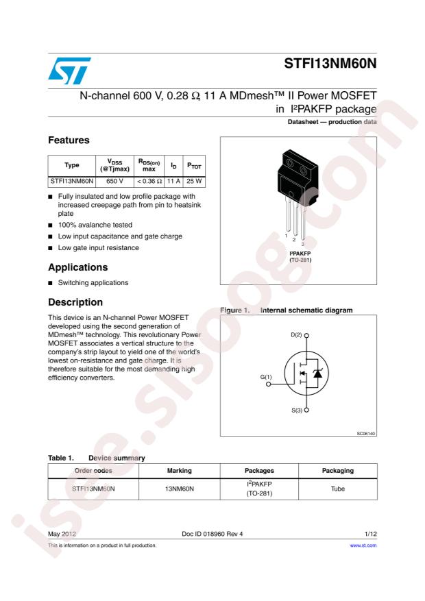 STFI13NM60N