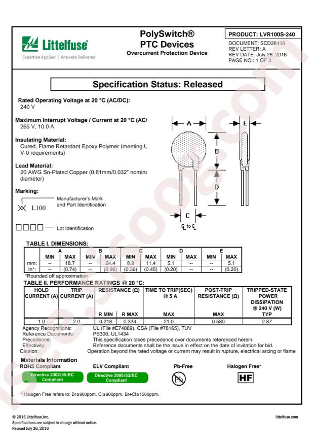 Littelfuse LVR100S-240-2