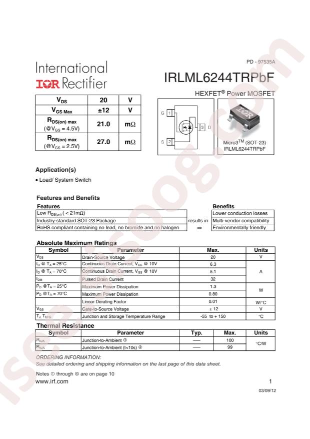 IRLML6244TRPBF