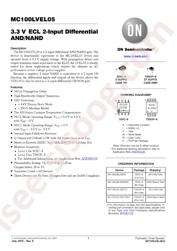 MC100LVEL05DR2G