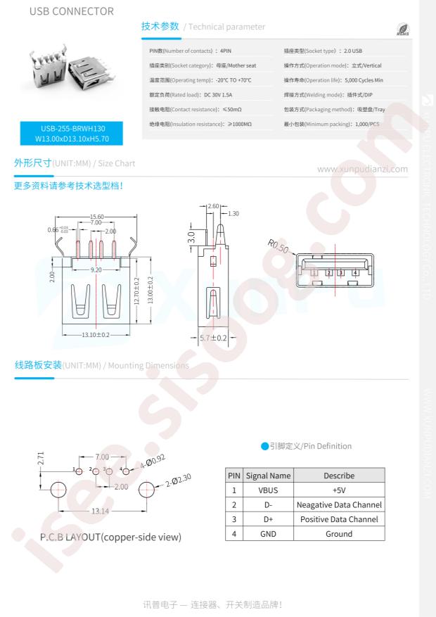 USB-255-BRWH130