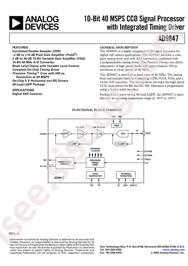 AD9847AKSTZRL