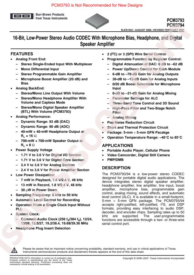 PCM3794RHBT