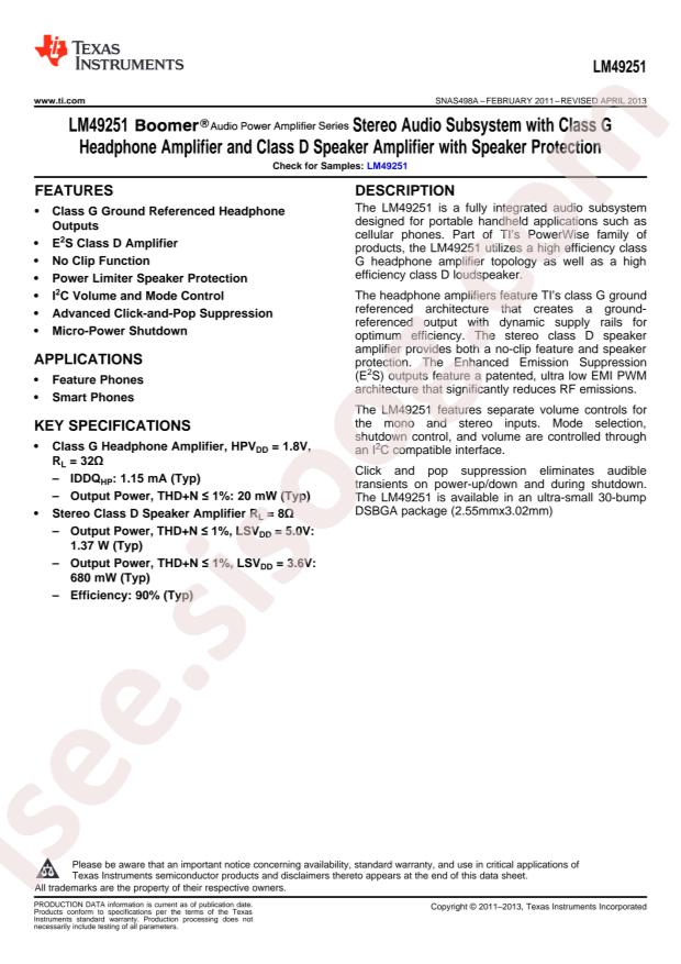 LM49251TL/NOPB