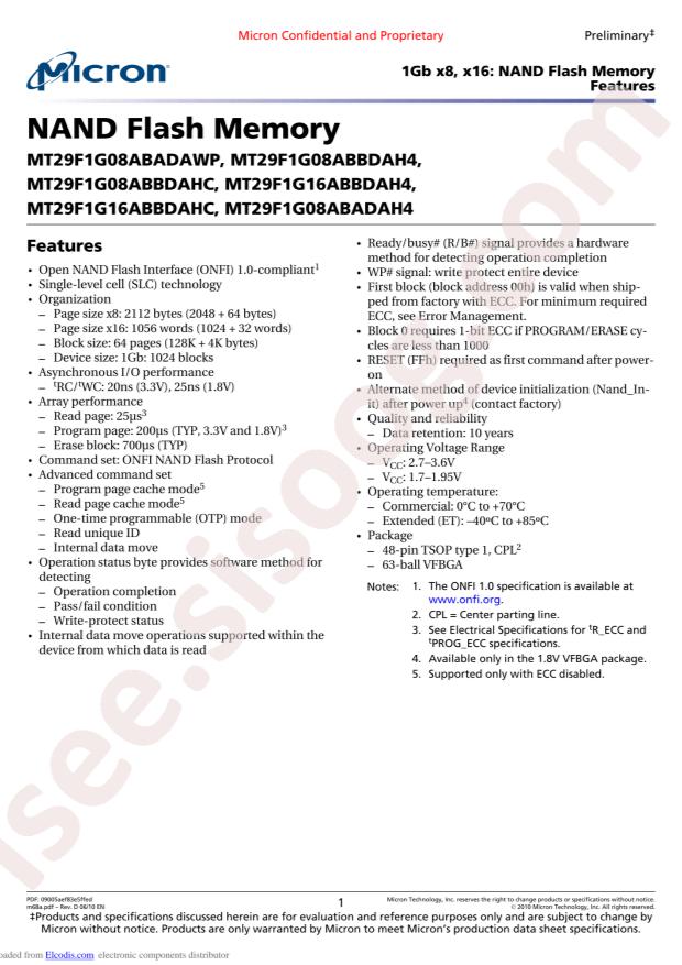 MT29F1G08ABADAWP-IT:D