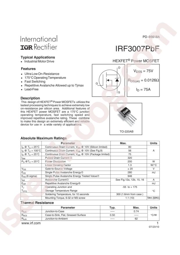IRF3007PBF