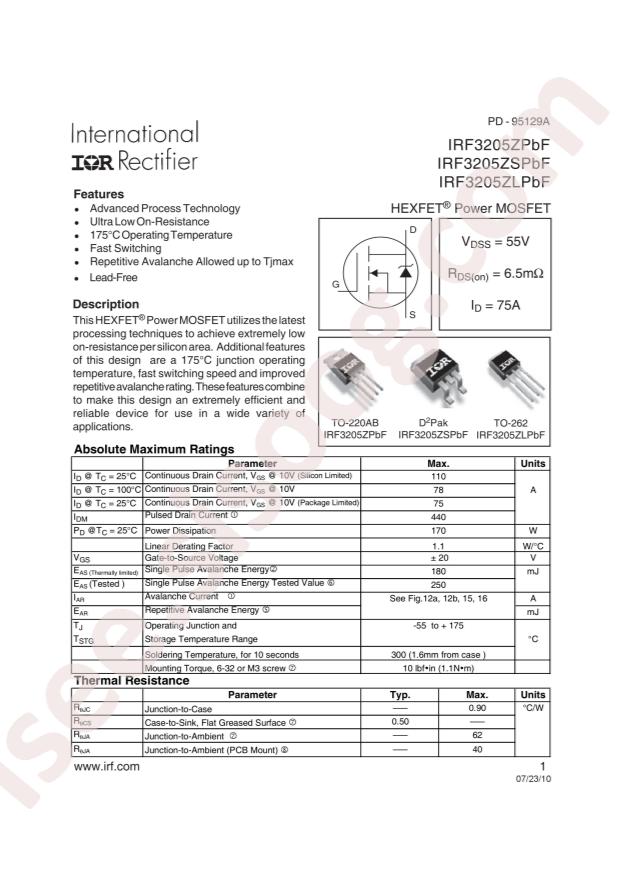 IRF3205ZSTRLPBF