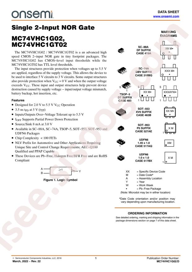 M74VHC1GT02DFT1G