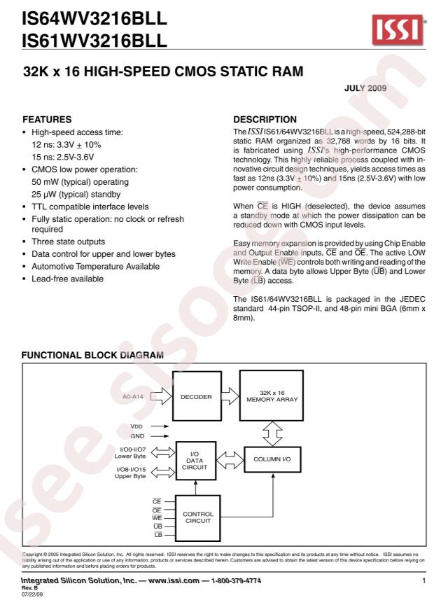 IS61WV3216BLL-12TLI